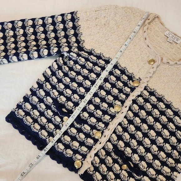 J. Crew Cream and Navy Cardigan Sweater - Picture 10 of 15